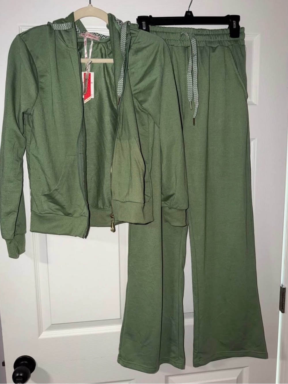 Olive Green Two-Piece Hoodie & Drawstring Pants Set